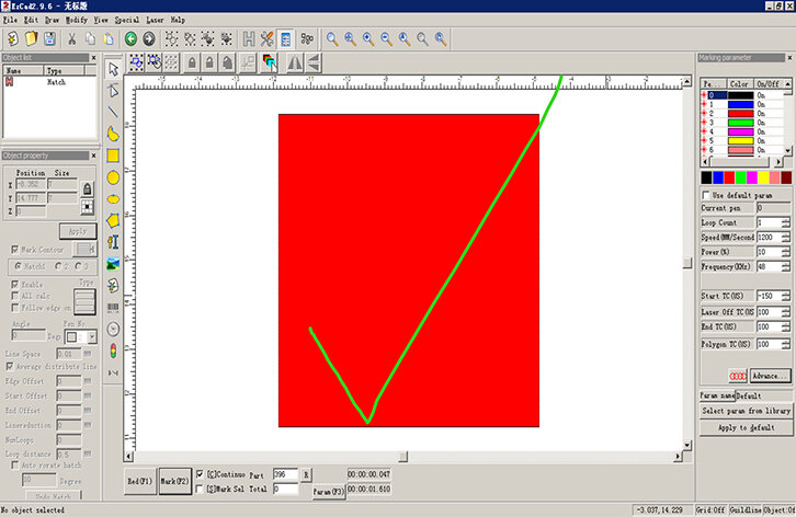 Your CAD design should look something like this. It is the same shape as the part we are engraving. Since the purpose is to “erase” any information that is on the part, the design should be filled/hatch.